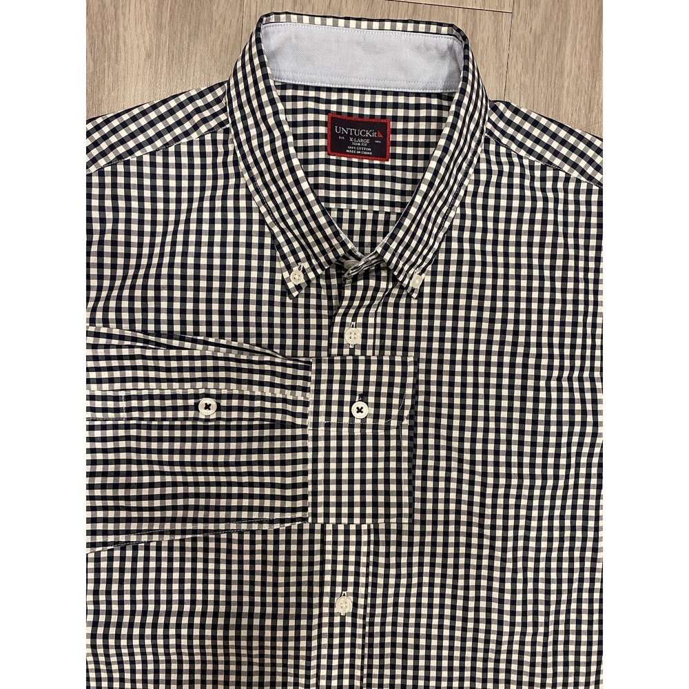 UNTUCKit Slim Fit Button-Up Shirt Men's XL Check Plaid Long Sleeve 100% Cotton‎
